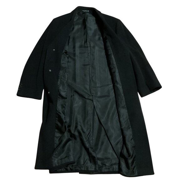Black Cashmere Blend Overcoat Size 44R Italian Fabric Mens - Picture 2 of 7